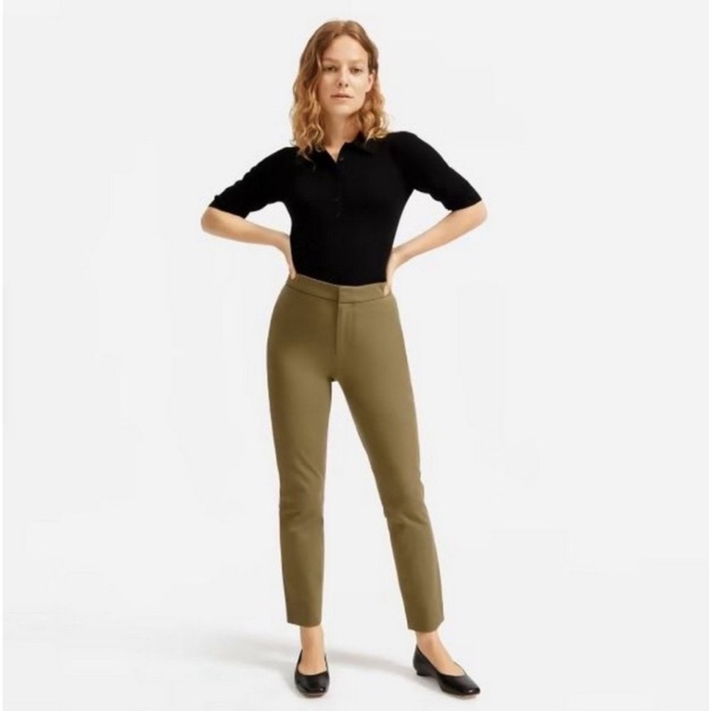 Everlane Fixed Waist Women's Military Olive Green Pants, NWOT